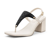 Classy Square - Block Heel Mid Crema TS