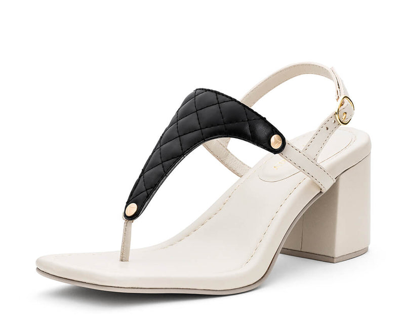 Classy Square - Block Heel Mid Crema TS