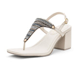 Ethno Beads - Block Heel Mid Crema TS