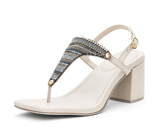 Ethno Beads - Block Heel Mid Crema TS