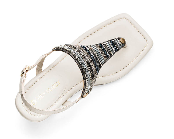 Ethno Beads - Block Heel Mid Crema TS