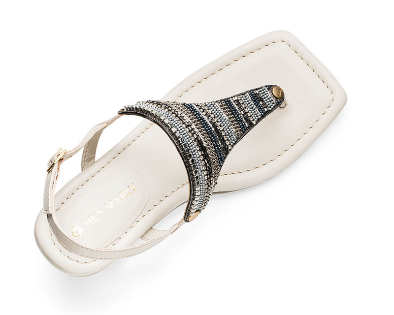 Ethno Beads - Block Heel Mid Crema TS