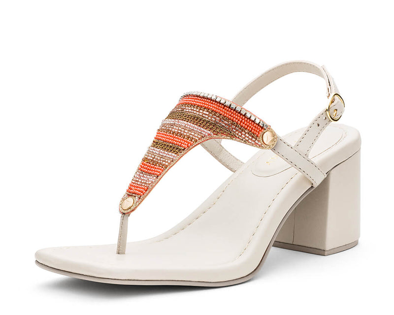 Ethno Beads - Block Heel Mid Crema TS