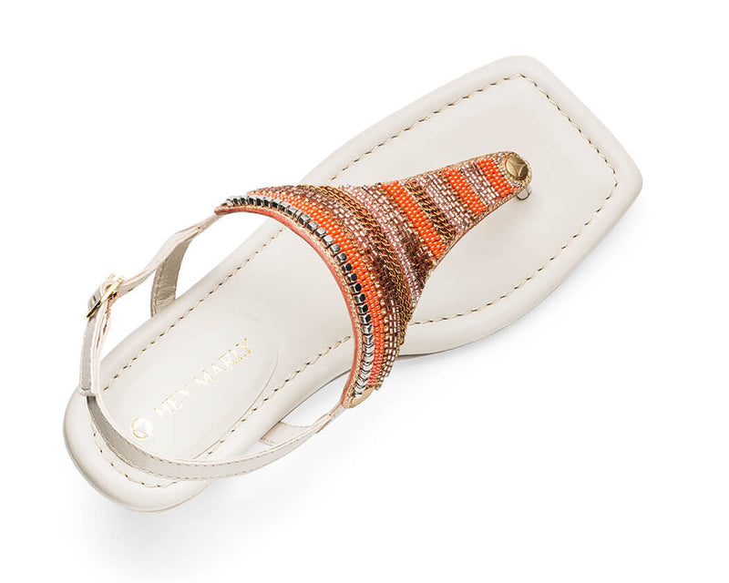 Ethno Beads - Block Heel Mid Crema TS