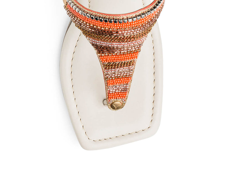 Ethno Beads - Block Heel Mid Crema TS