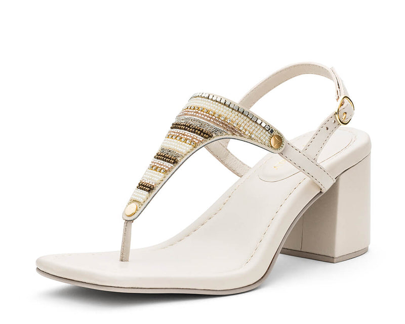 Ethno Beads - Block Heel Mid Crema TS