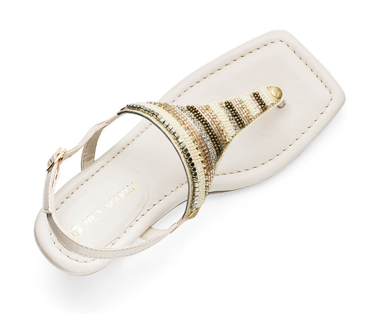 Ethno Beads - Block Heel Mid Crema TS