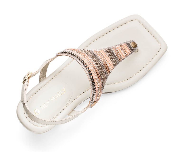 Ethno Beads - Block Heel Mid Crema TS