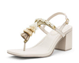 Tulum Tassle - Block Heel Mid Crema TS