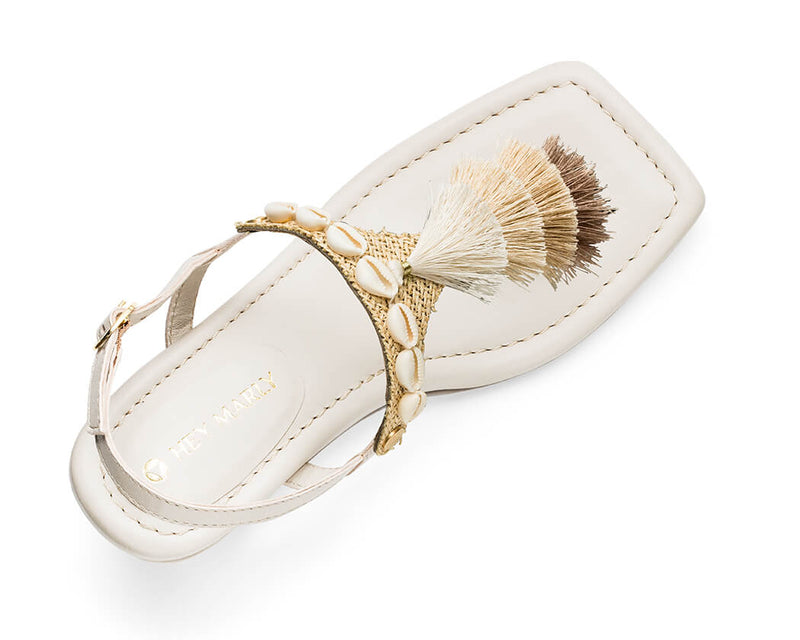 Tulum Tassle - Block Heel Mid Crema TS
