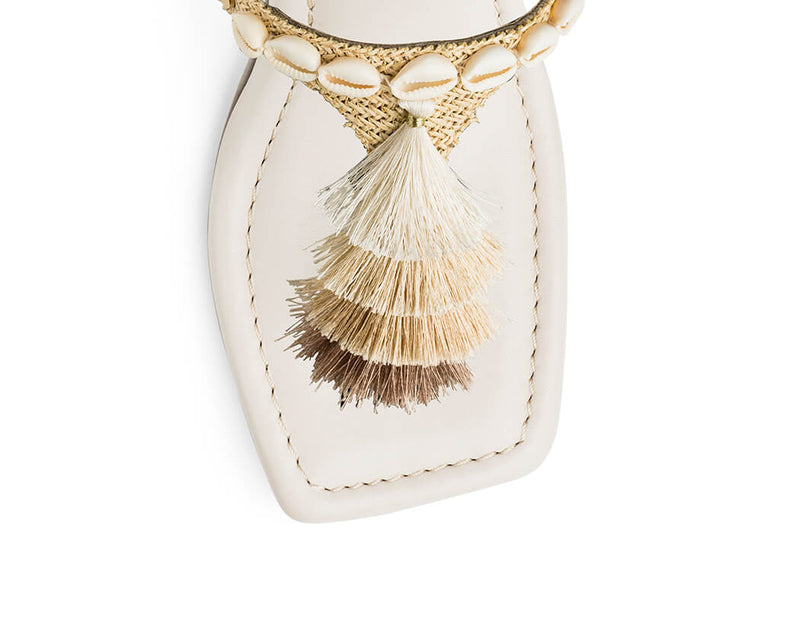 Tulum Tassle - Block Heel Mid Crema TS