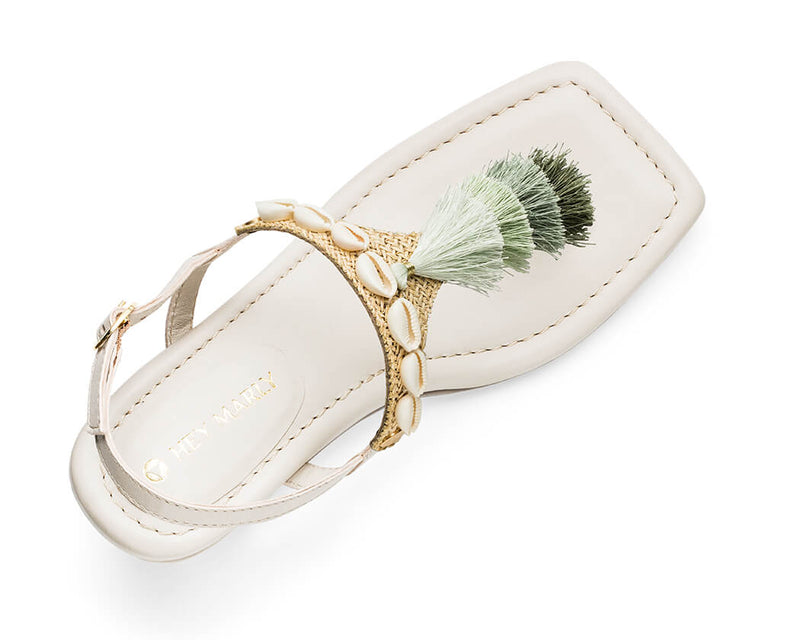 Tulum Tassle - Block Heel Mid Crema TS
