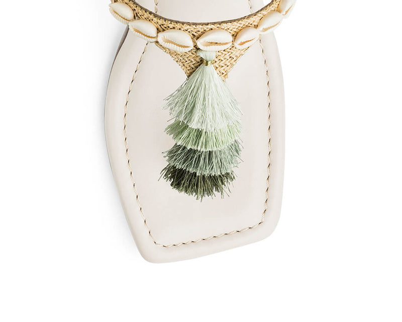 Tulum Tassle - Block Heel Mid Crema TS