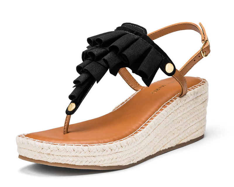 Ruffle Romance - Wedge Bast Mid Cognac TS