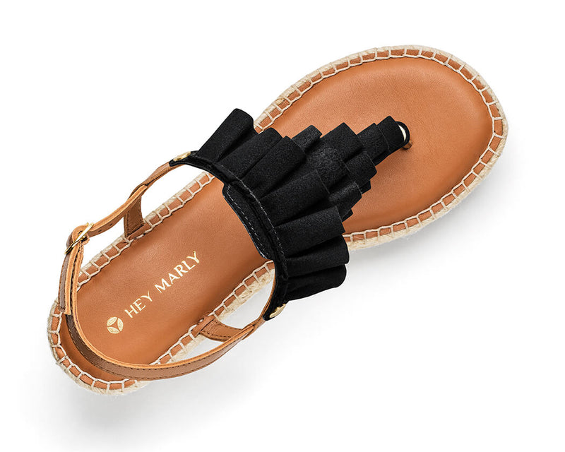 Ruffle Romance - Wedge Bast Mid Cognac TS