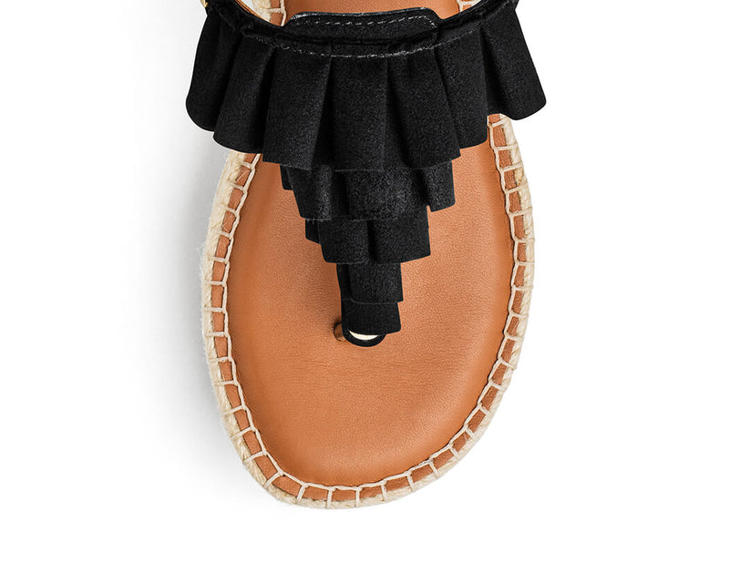 Ruffle Romance - Wedge Bast Mid Cognac TS