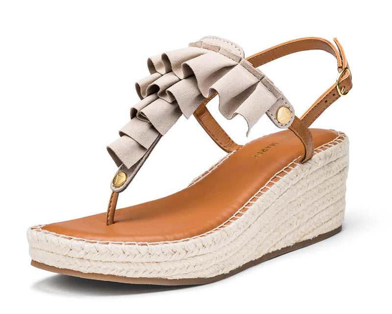 Ruffle Romance - Wedge Bast Mid Cognac TS