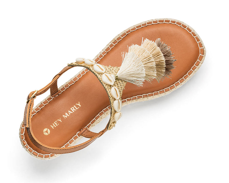 Tulum Tassle - Wedge Bast Mid Cognac TS