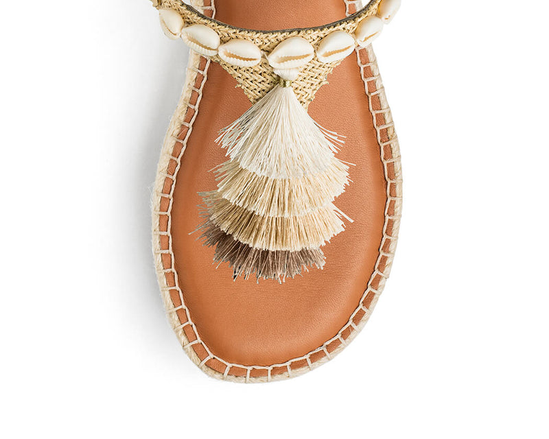 Tulum Tassle - Wedge Bast Mid Cognac TS