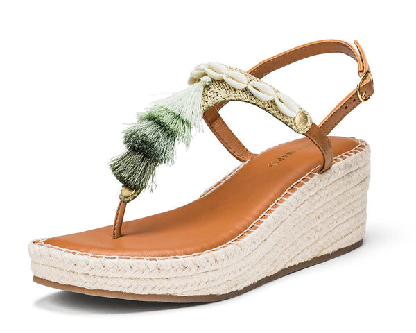 Tulum Tassle - Wedge Bast Mid Cognac TS