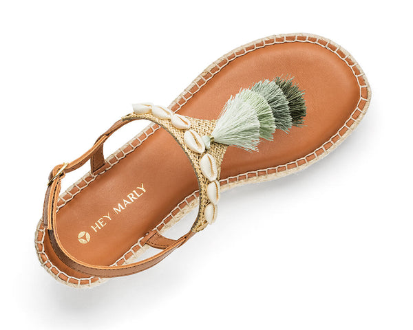 Tulum Tassle - Wedge Bast Mid Cognac TS
