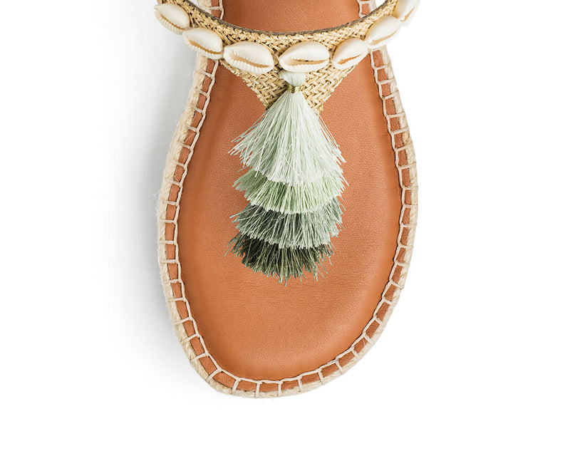 Tulum Tassle - Wedge Bast Mid Cognac TS