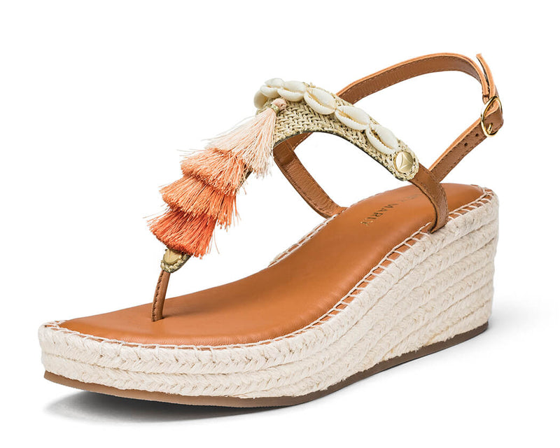Tulum Tassle - Wedge Bast Mid Cognac TS