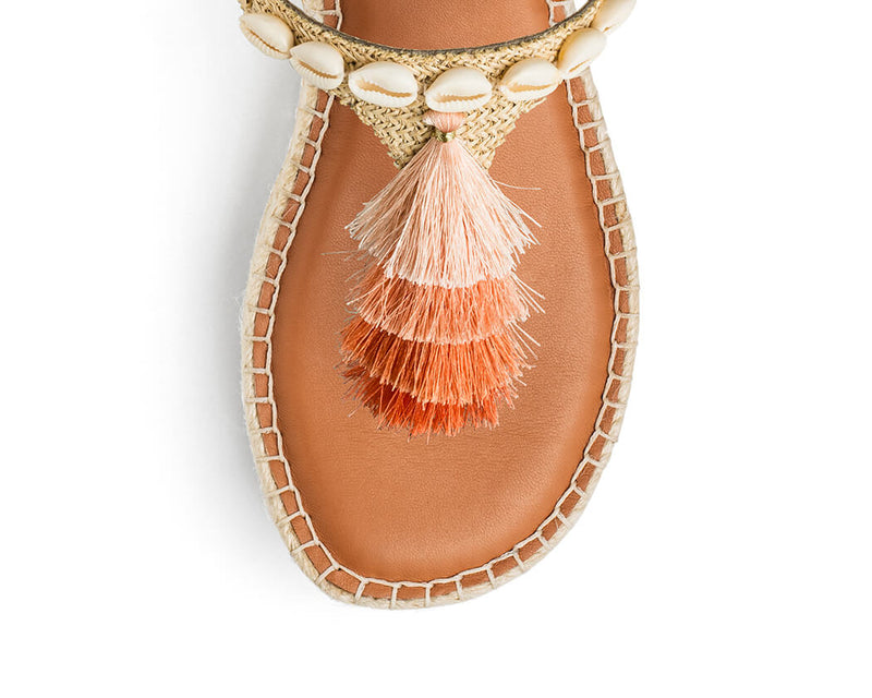 Tulum Tassle - Wedge Bast Mid Cognac TS