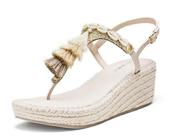 Tulum Tassle - Wedge Bast Mid Crema TS