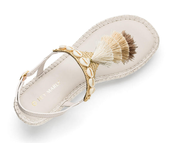 Tulum Tassle - Wedge Bast Mid Crema TS