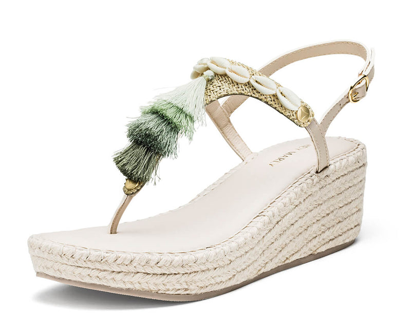 Tulum Tassle - Wedge Bast Mid Crema TS