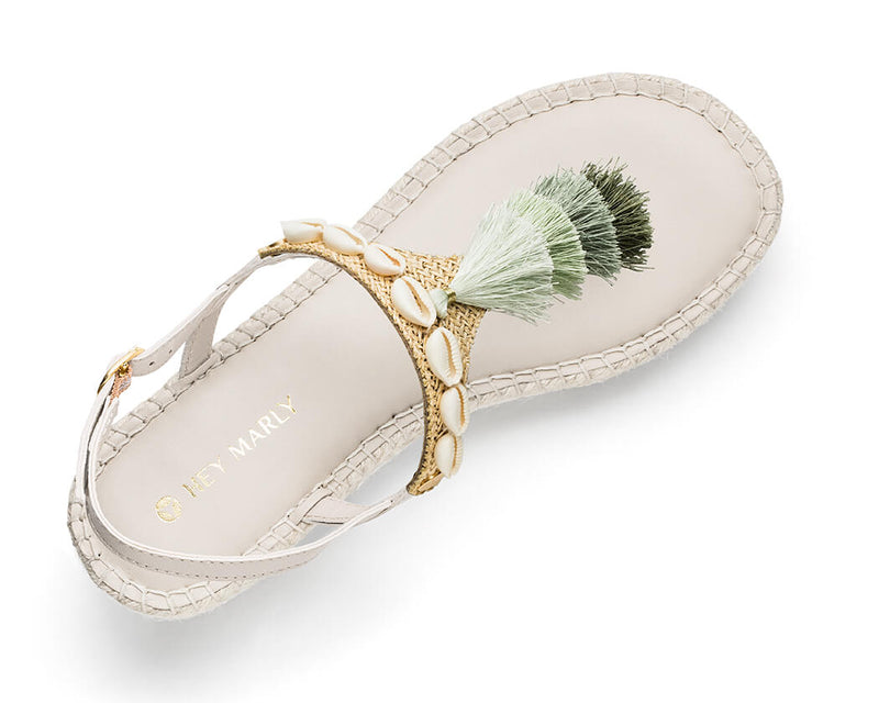 Tulum Tassle - Wedge Bast Mid Crema TS