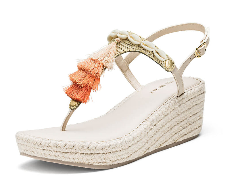 Tulum Tassle - Wedge Bast Mid Crema TS