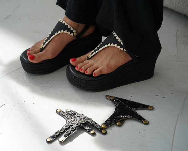 Wedge Bast High Black TS